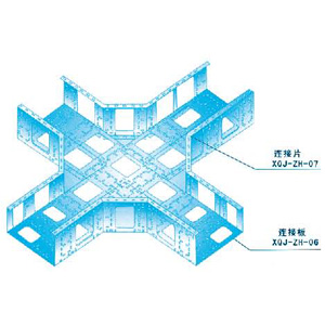 組（zǔ）合式橋架水平四通組裝示意